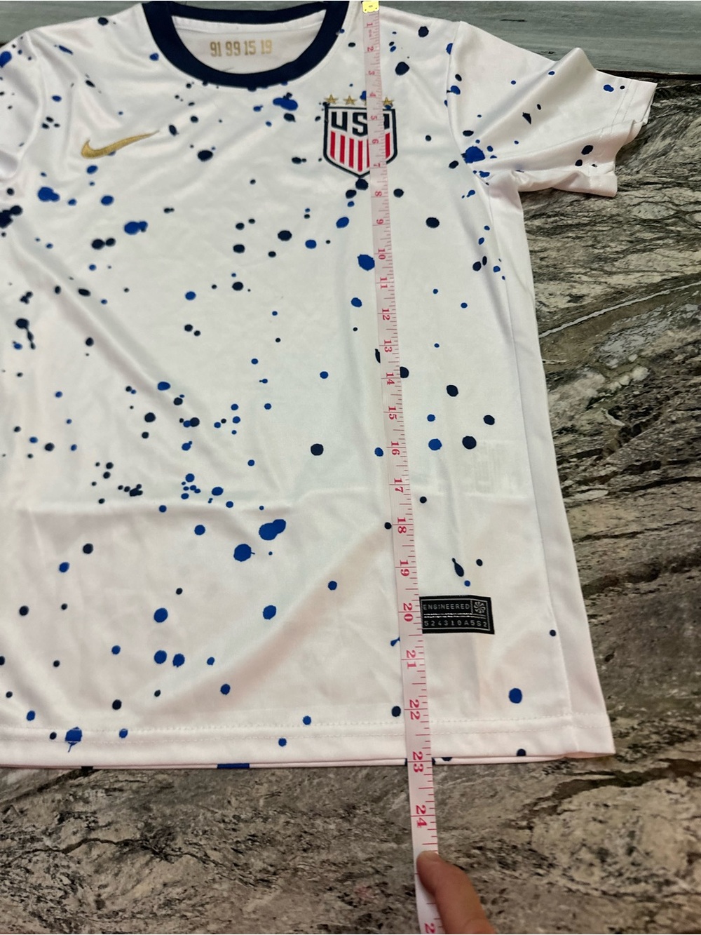 Nike White Splatter Soccer USA Jersey with Navy Accents M Young size - Picture 7 of 14
